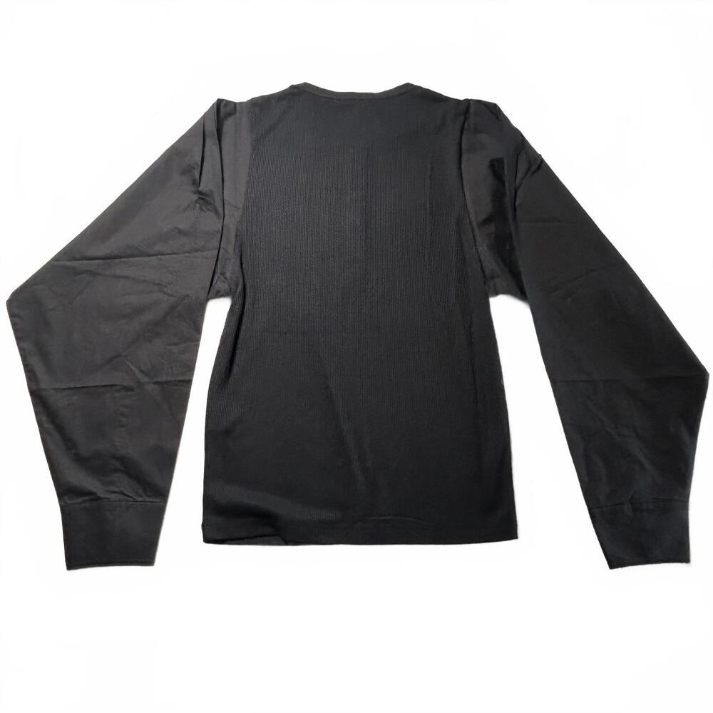 Thakoon Mixed Media Balloon Sleeve Henley Shirt Black Small NWT - Picture 4 of 5